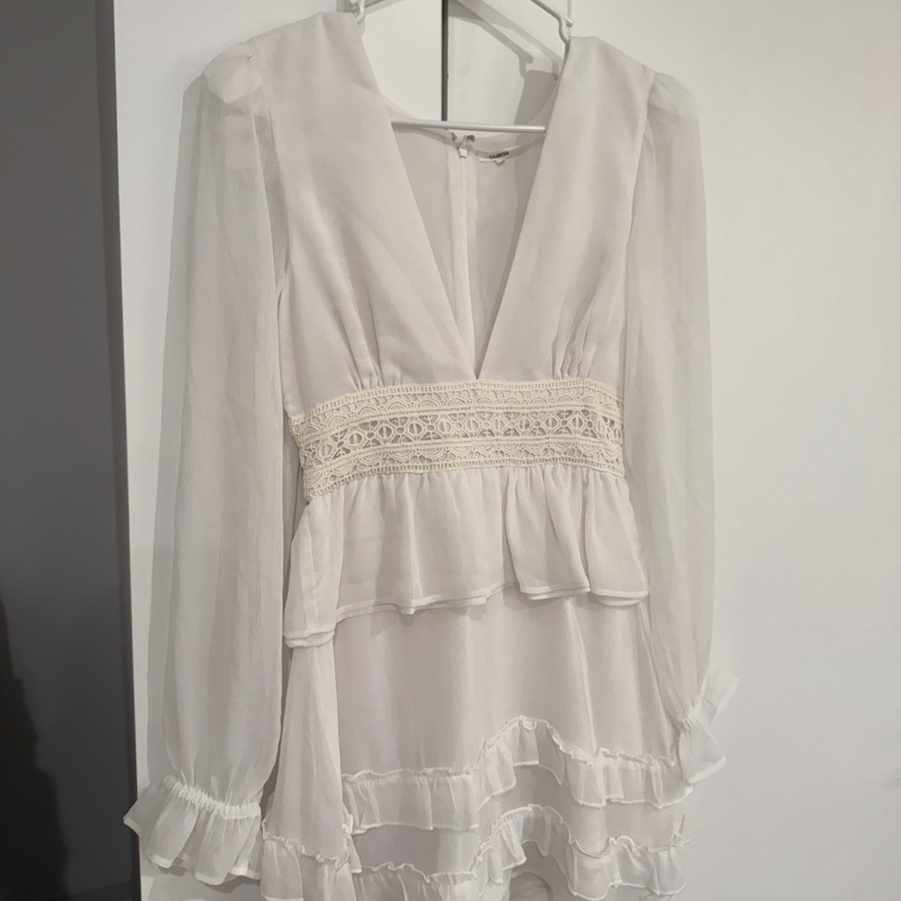 Tularosa Cream Long Sleeve Dress with Lace Detail